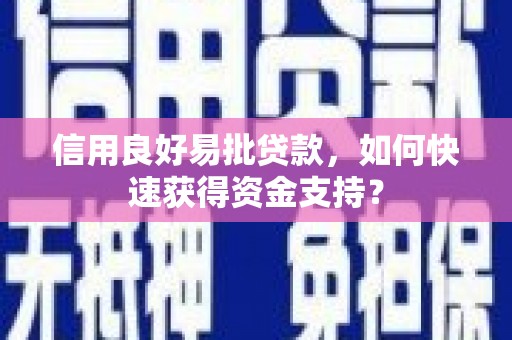 右玉信用良好易批贷款，如何快速获得资金支持？