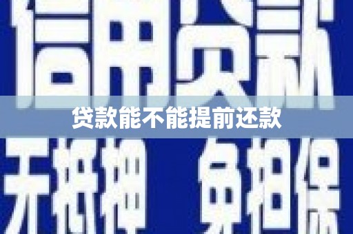 士林贷款能不能提前还款