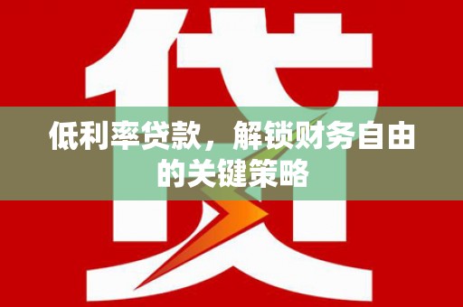 泽普低利率贷款，解锁财务自由的关键策略