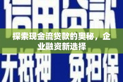 仙游探索现金流贷款的奥秘，企业融资新选择